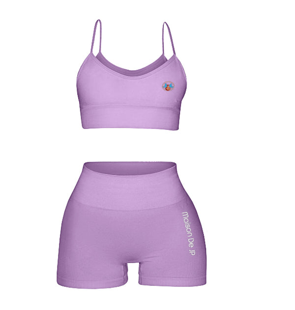 sleeveless Purple biker yoga set