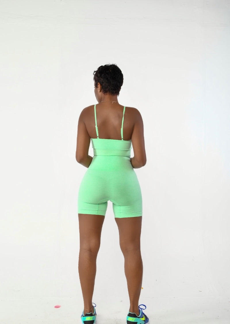 sleeveless mint biker yoga set